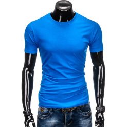 T-shirty męskie z nadrukiem: T-SHIRT MĘSKI BEZ NADRUKU S884 – NIEBIESKI