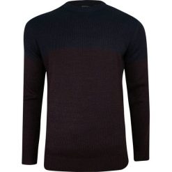 Burgundowo-Granatowy Sweter Męski -BRAVE SOUL- Okrągły Dekolt, Dwukolorowy SWBRSAW19PEMBRYoxblood. Niebieskie swetry męskie m, eleganckie, z okrągłym kołnierzem. Za 75,00 zł.