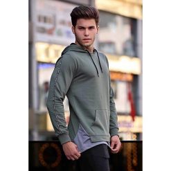Bluza męska JOHN KHAKI. Brązowe bluzy męskie IVET, m, bez wzorów, z kapturem, bez rękawów, bez kaptura. W wyprzedaży za 89,00 zł.