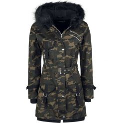 Gothicana by EMP Multi Pocket Jacket Kurtka damska kamuflaż. Czarne kurtki damskie marki Gothicana by EMP, xl, w paski, z polaru, bez kaptura. Za 365,90 zł.