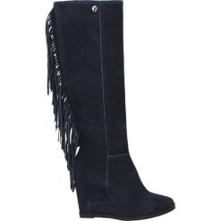 Kozaki ocieplane - 1395 CAM BLU. Czarne buty zimowe damskie Venezia, ze skóry. Za 239,00 zł.