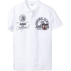 Shirt polo z nadrukiem, krótki rękaw bonprix biały. Białe koszulki męskie bonprix, xl, z nadrukiem, z krótkim rękawem. Za 59,99 zł.