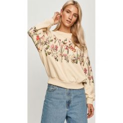 Desigual - Bluza. Białe bluzy damskie Desigual, s, z nadrukiem, z bawełny, z długim rękawem, długie, bez kaptura. Za 359,90 zł.