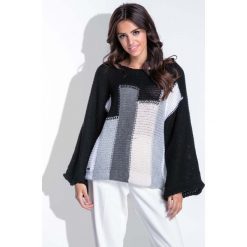 Swetry oversize damskie: Wielokolorowy Czarny Nietoperzowy Sweter