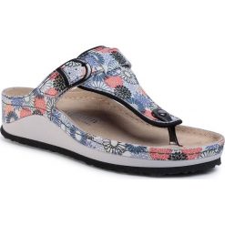 Japonki BERKEMANN - Mila 01351 Tropical 037. Niebieskie klapki damskie Berkemann, bez wzorów, ze skóry, bez obcasa. Za 389,00 zł.