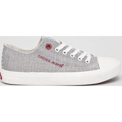 Cross Jeans - Tenisówki. Szare trampki i tenisówki damskie Cross Jeans, bez wzorów, z jeansu, na sznurówki. W wyprzedaży za 59,90 zł.