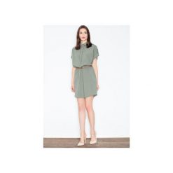 Sukienka M442 Oliwka. Zielone sukienki damskie FIGL, m, bez wzorów, bez kołnierzyka, z krótkim rękawem, krótkie, mini. Za 169,00 zł.