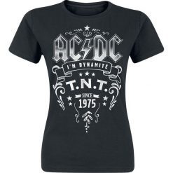AC/DC T.N.T. Koszulka damska czarny. Czarne bluzki z odkrytymi ramionami marki AC/DC, xxl, z nadrukiem, rockowe, z okrągłym kołnierzem. Za 49,90 zł.