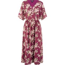 Sukienka z żorżety na podszewce, dł. do kostki bonprix czerwony rododendron w kwiaty. Fioletowe sukienki damskie bonprix, w kwiaty, bez kołnierzyka, bez rękawów, maxi. Za 99,99 zł.