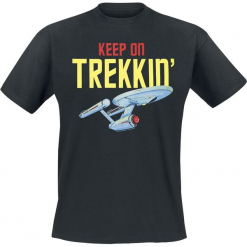 Star Trek Keep On Trekkin' T-Shirt czarny. Czarne t-shirty męskie z nadrukiem marki Star Trek, m, z okrągłym kołnierzem. Za 74,90 zł.
