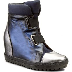 Botki damskie lity: Botki EKSBUT - 4213-G56/F63/G70-1G Czarny/Niebieski