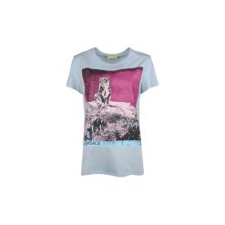 T-shirty z krótkim rękawem Versace B2HRB7P4 / Livia. Niebieskie t-shirty damskie VERSACE, bez wzorów, bez kołnierzyka. Za 279,00 zł.