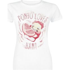 Bluzki asymetryczne: Ponyo - Das große Abenteuer am Meer Ponyo Loves Ham Koszulka damska biały