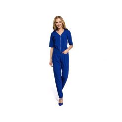 M281 Kombinezon z zamkiem z przodu chabrowy. Niebieskie kombinezony damskie Moe, xl, w paski, z elastanu, eleganckie, bez kołnierzyka, bez rękawów. Za 169,00 zł.