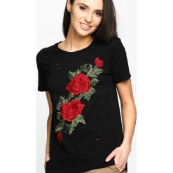 Czarny T-shirt Inside Garden. Czarne bluzki damskie Born2be, s, bez wzorów, bez kołnierzyka. Za 29,99 zł.