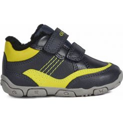 Geox - Buty dziecięce. Niebieskie trampki chłopięce Geox, bez wzorów, z gumy, sportowe, z okrągłym noskiem, bez zapięcia. Za 179,90 zł.