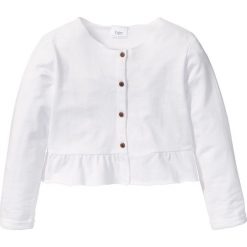 Bluzy dziewczęce: Bluza rozpinana z falbankami bonprix biały