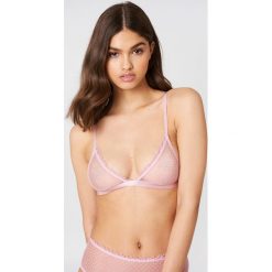 Biustonosze bardotka: NA-KD Lingerie Siateczkowy biustonosz z falbanką – Pink