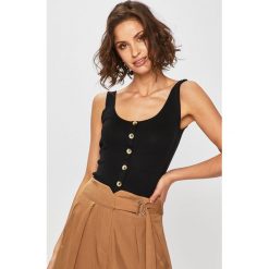 Answear - Top. Czarne bluzki damskie ANSWEAR, s, bez wzorów, z elastanu, z okrągłym kołnierzem. W wyprzedaży za 29,90 zł.