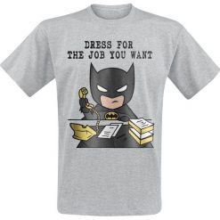 Batman Dress For The Job You Want T-Shirt odcienie szarego. Szare t-shirty męskie marki Batman, l, z nadrukiem, z okrągłym kołnierzem. Za 74,90 zł.