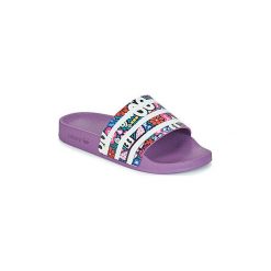 Klapki adidas ADILETTE W. Fioletowe klapki damskie Adidas, bez wzorów, bez obcasa. Za 186,20 zł.