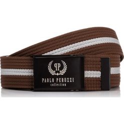 MĘSKI PASEK PARCIANY PAOLO PERUZZI. Szare paski męskie marki Paolo Peruzzi, w paski. Za 29,90 zł.