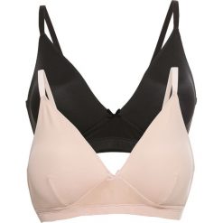 Biustonosz bez fiszbinów (2 szt.) bonprix cielisty + czarny. Brązowe biustonosze bonprix, w koronkowe wzory, z koronki. Za 27,98 zł.