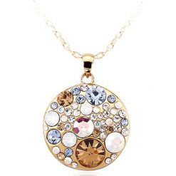 Pozłacany naszyjnik z zawieszką z kryształkami Swarovski - dł. 46 cm. Żółte naszyjniki damskie Park Avenue, z kryształem, złote. W wyprzedaży za 45,95 zł.