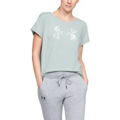 Under Armour Koszulka Zielony. Zielone koszulki damskie Under Armour, xs, z nadrukiem, z bawełny, bez kołnierzyka, z krótkim rękawem. Za 119,95 zł.