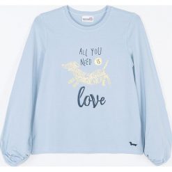 Coccodrillo - Longsleeve dziecięcy 128-146 cm. Niebieskie bluzki dziewczęce COCCODRILLO, z nadrukiem, z dzianiny, z okrągłym kołnierzem, z długim rękawem, długie, bez kaptura. Za 55,90 zł.