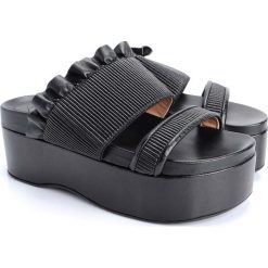Twin-Set Klapki. Baleriny damskie Twin Set, bez wzorów, ze skóry, bez obcasa, na platformie. Za 349,00 zł.