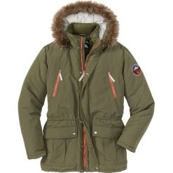 Parka watowana Regular Fit bonprix ciemnooliwkowy. Zielone płaszcze męskie marki bonprix, na zimę, m, bez wzorów. Za 109,99 zł.