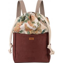 Plecak damski "DUO" z eko-zamszu, kolor bordo bloom. Czerwone plecaki damskie w kwiaty, z tkaniny. Za 349,00 zł.