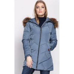 Granatowa Kurtka Reliable. Szare kurtki damskie Born2be, na zimę, xxl, bez wzorów, z futra, bez kaptura. Za 89,99 zł.