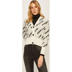 Guess Jeans - Kardigan. Czarne swetry damskie Guess Jeans, s, z aplikacjami, z wełny, bez rękawów, bez kaptura. Za 469,90 zł.