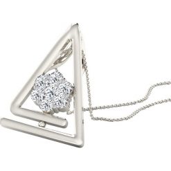 Naszyjniki damskie: Srebrny naszyjnik z diamentem – dł. 40 cm