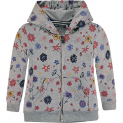 Bluza w kolorze szarym. Białe bluzy dziewczęce rozpinane marki Marc O'Polo Junior, z nadrukiem, z okrągłym kołnierzem, z długim rękawem. W wyprzedaży za 105,95 zł.