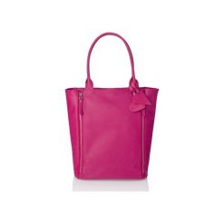 Fuksjowa skórzana torebka shopper. Różowe torebki klasyczne damskie Gawor, z aplikacjami, zdobione, bez dodatków. Za 413,10 zł.