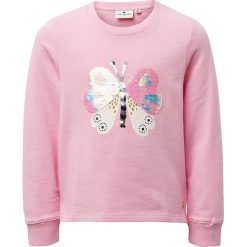Bluza w kolorze jansoróżowym. Różowe bluzy niemowlęce Tom Tailor Kids, z nadrukiem, z bawełny, bez rękawów, bez kaptura. W wyprzedaży za 65,95 zł.