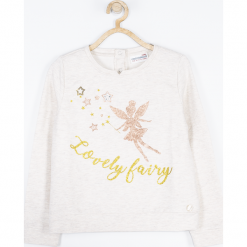 BLUZA. Białe bluzki dziewczęce marki FAIRY, z elastanu, z długim rękawem, długie. Za 29,90 zł.