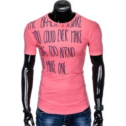 T-SHIRT MĘSKI Z NADRUKIEM S1001 - RÓŻOWY. Czerwone t-shirty męskie z nadrukiem marki Ombre Clothing, m. Za 29,00 zł.