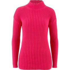 Swetry klasyczne damskie: Sweter ze stójką bonprix różowy hibiskus