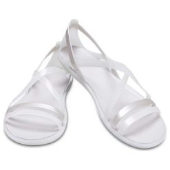 Crocs Damskie Sandały Isabella Strappy Perłowa Biel (41,5). Białe klapki damskie Crocs, w paski, sportowe, bez obcasa, z paskami. W wyprzedaży za 195,00 zł.