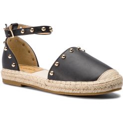 Espadryle DEEZEE - WS56700-15 Black. Czarne espadryle damskie DeeZee, z aplikacjami, ze skóry ekologicznej, bez obcasa, na płaskiej podeszwie. Za 79,99 zł.