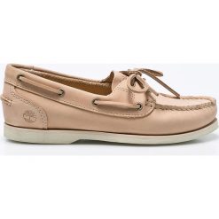 Timberland - Mokasyny Classic Boat Unlined. Brązowe mokasyny damskie Timberland, bez wzorów, ze skóry, z okrągłym noskiem, bez obcasa, bez zapięcia. W wyprzedaży za 429,90 zł.