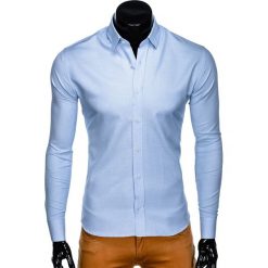 KOSZULA MĘSKA ELEGANCKA Z DŁUGIM RĘKAWEM K442 - BŁĘKITNA. Niebieskie koszule męskie Ombre Clothing, s, bez wzorów, z bawełny, eleganckie, z klasycznym kołnierzykiem, z długim rękawem. Za 39,00 zł.