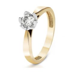 Pierścionek Złoty - złoto 585, Brylant 0,55ct. Żółte pierścionki damskie W.KRUK, z brylantem, złote. Za 16390,00 zł.