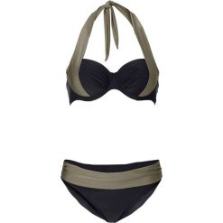Stroje dwuczęściowe damskie: Bikini na fiszbinach bonprix czarno-jasnooliwkowy