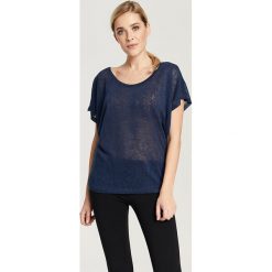 T-shirt w kolorze granatowym. Niebieskie bluzki damskie Zabaione, Hailys, l, bez wzorów, z okrągłym kołnierzem. W wyprzedaży za 25,95 zł.