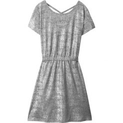 Sukienka dziewczęca na party bonprix srebrny. Szare sukienki dziewczęce bonprix, bez wzorów, z elastanu, z krótkim rękawem, krótkie, mini, dopasowane. Za 32,99 zł.